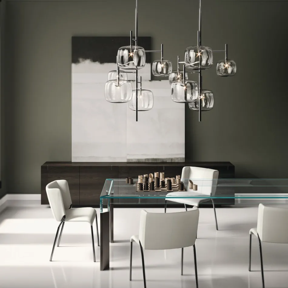 Sideboard aus Holz mit Glasstruktur Made in Italy - Azuki Viadurini