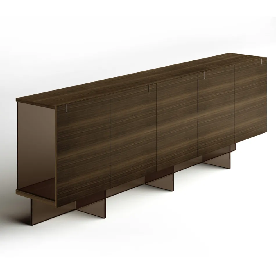 Sideboard aus Holz mit Glasstruktur Made in Italy - Azuki Viadurini