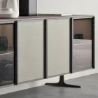 Wohnzimmer Sideboard aus ökologischem Holz und Glas 4 Türen Made in Italy - Aaron Viadurini