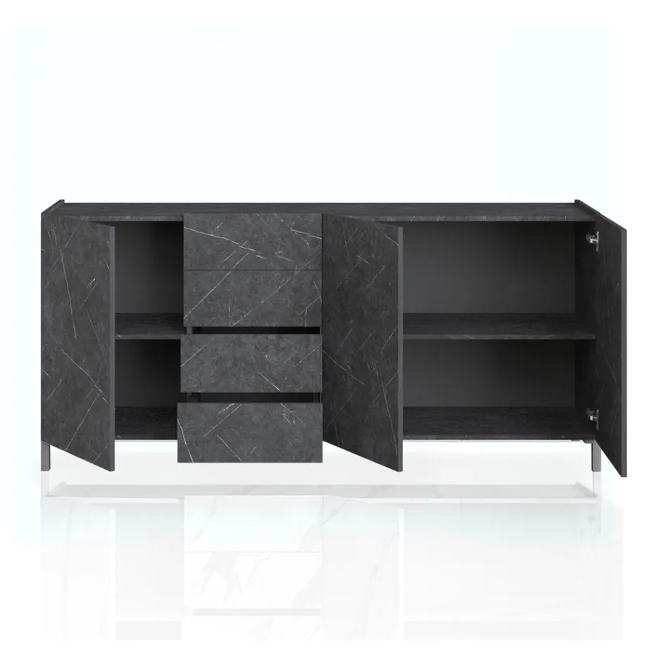 Wohnzimmer-Sideboard mit Melamin-Marmor-Finish, hergestellt in Italien – Zink Viadurini
