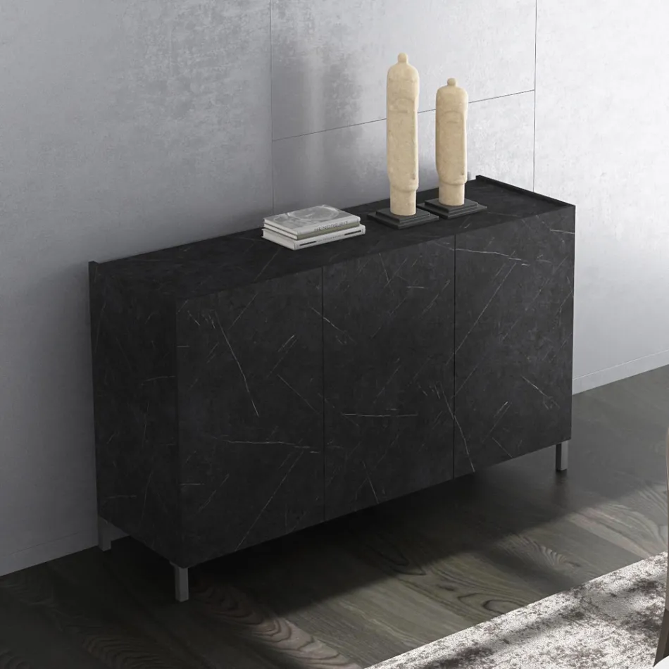 Wohnzimmer-Sideboard mit Melamin-Marmor-Finish, hergestellt in Italien – Zink Viadurini
