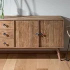 Wohnzimmer-Sideboard mit 2 Türen und 3 Schubladen aus recyceltem Holz - Slide Viadurini