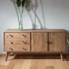 Wohnzimmer-Sideboard mit 2 Türen und 3 Schubladen aus recyceltem Holz - Slide Viadurini