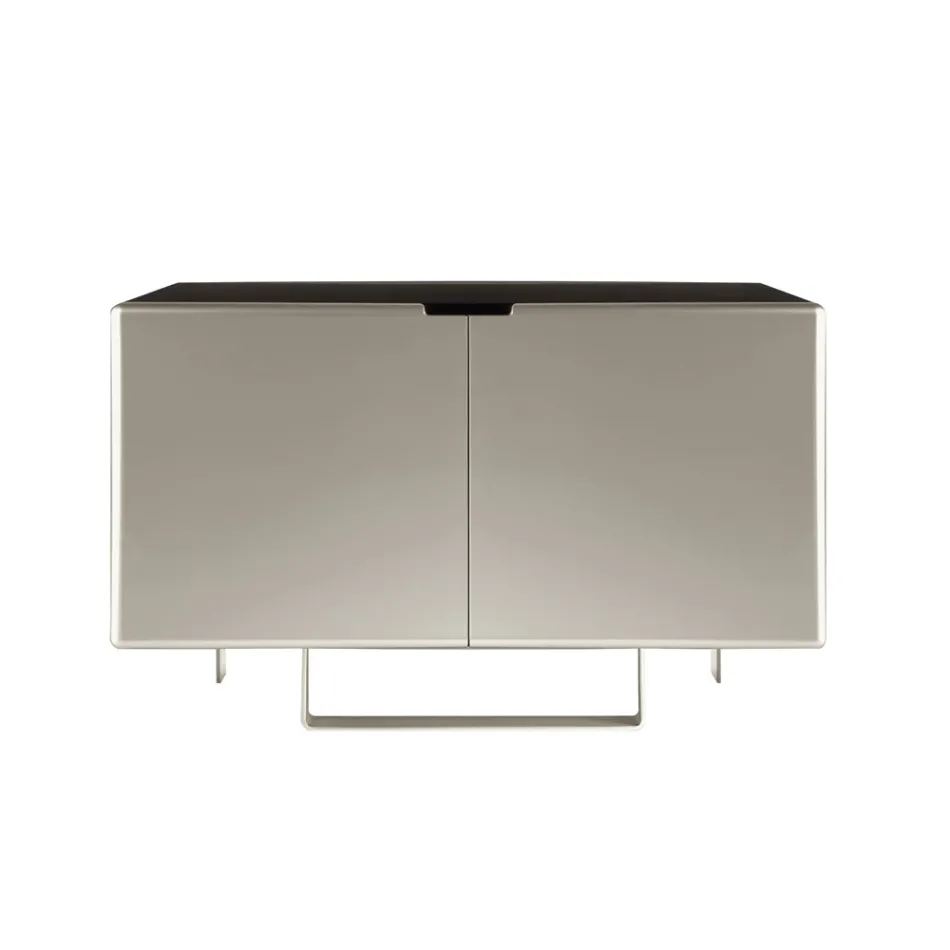 Wohnzimmer-Sideboard mit 2 Türen in Nickel-Finish, hergestellt in Italien – Ulles Viadurini