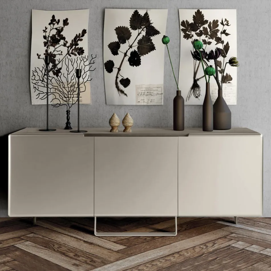 Wohnzimmer-Sideboard mit 3 Türen in Nickel-Finish, hergestellt in Italien – Foglio Viadurini