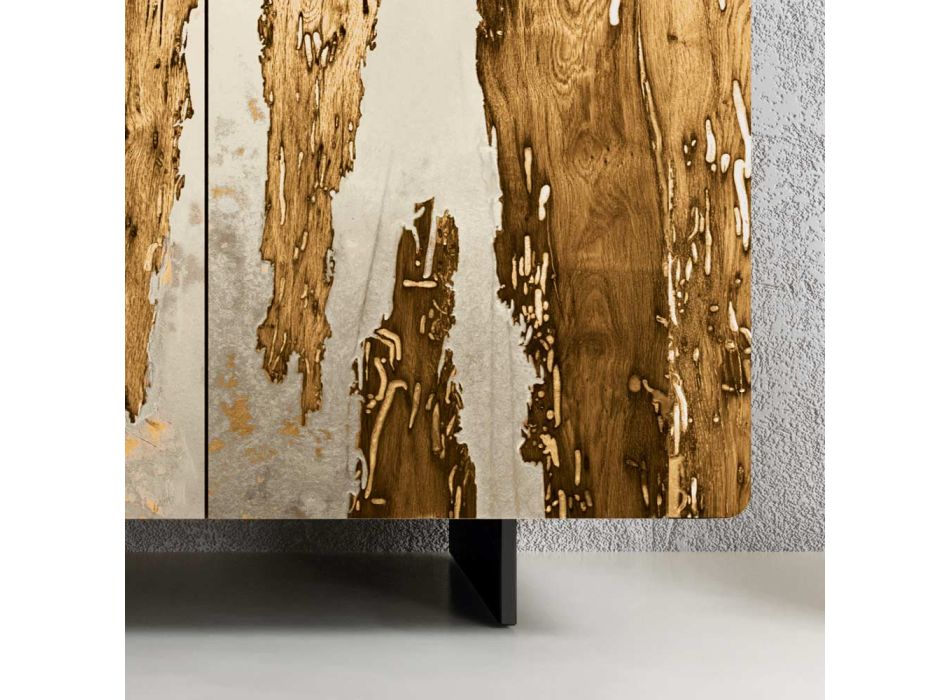 Wohnzimmer-Sideboard mit 3 Türen in Eichen- und Kunstharzoptik Saturn - Lars Viadurini