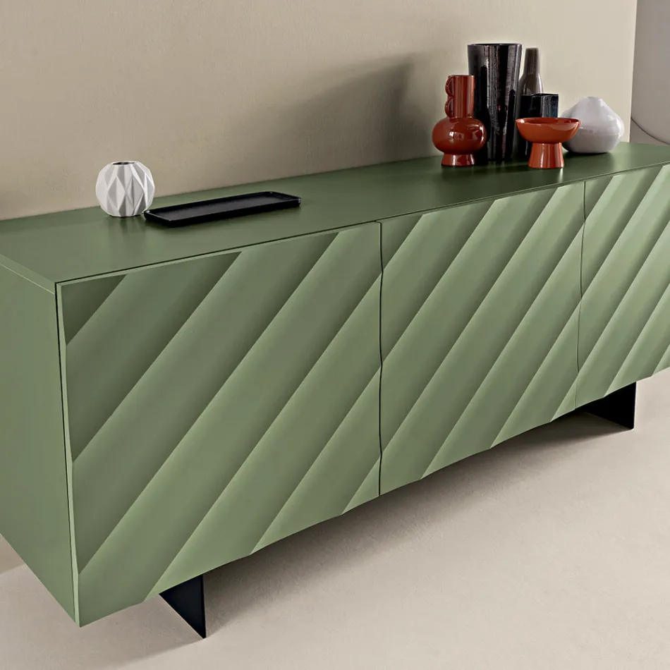 Wohnzimmer-Sideboard mit 3 MDF-Türen, erhältlich in verschiedenen Ausführungen - Elettra Viadurini
