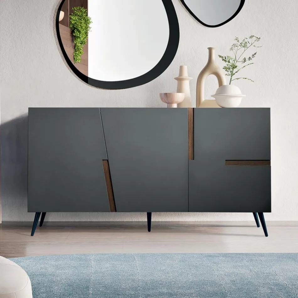 Wohnzimmer-Sideboard mit 3 Türen aus lackiertem MDF, hergestellt in Italien - Elena Viadurini