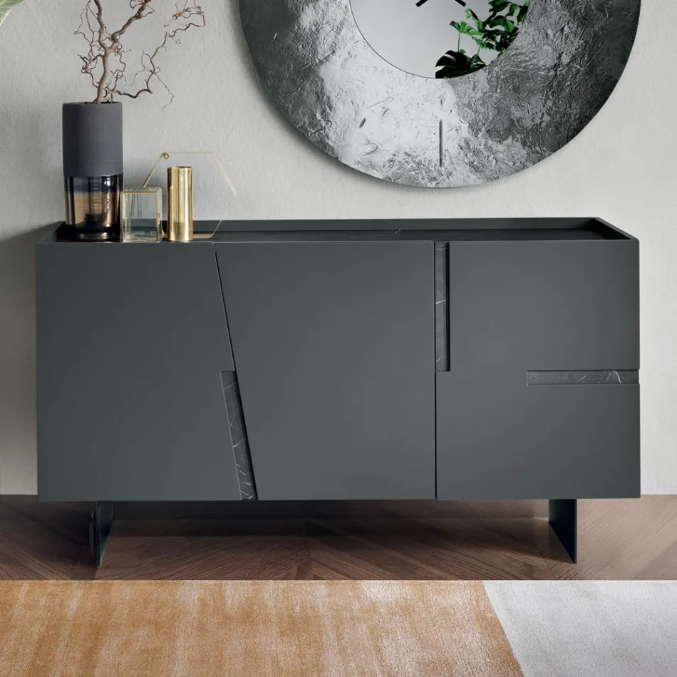 Wohnzimmer-Sideboard mit 3 Türen aus lackiertem MDF, hergestellt in Italien - Elena Viadurini