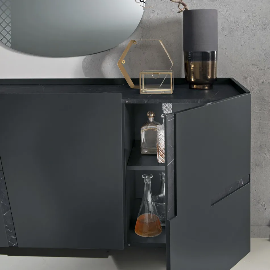 Wohnzimmer-Sideboard mit 3 Türen aus lackiertem MDF, hergestellt in Italien - Elena Viadurini