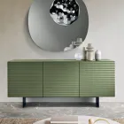 Wohnzimmer-Sideboard mit 3 Türen aus MDF, lackiert mit PVC-Beschichtung, hergestellt in Italien - Desideria Viadurini