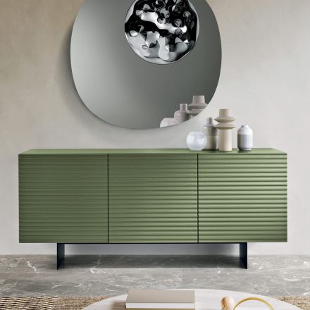 Wohnzimmer-Sideboard mit 3 Türen aus MDF, lackiert mit PVC-Beschichtung, hergestellt in Italien - Desideria Viadurini