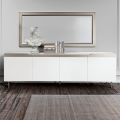 Wohnzimmer-Sideboard mit 4 MDF-Türen, Weiß- und Nickel-Finish, hergestellt in Italien – Emie