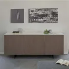 Wohnzimmer-Sideboard mit Stahlgestell und Melaminstruktur - Adriel Viadurini