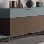 Wohnzimmer-Sideboard aus ökologischem Holz mit Schubladen und lackierter Oberseite - Tamara Viadurini