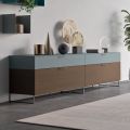 Wohnzimmer-Sideboard aus ökologischem Holz mit Schubladen und lackierter Oberseite - Tamara