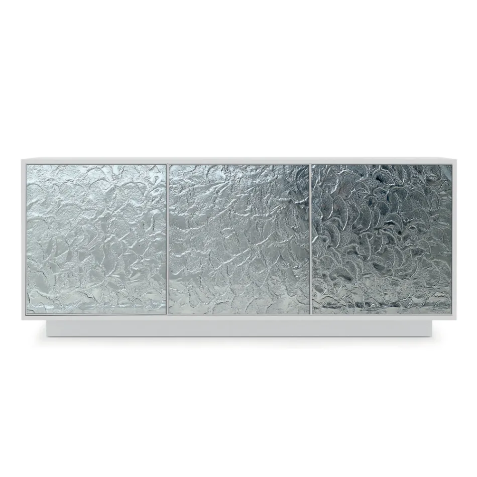 Wohnzimmer-Sideboard aus matt lackiertem Holz und Glas, hergestellt in Italien – Fiorenza Viadurini