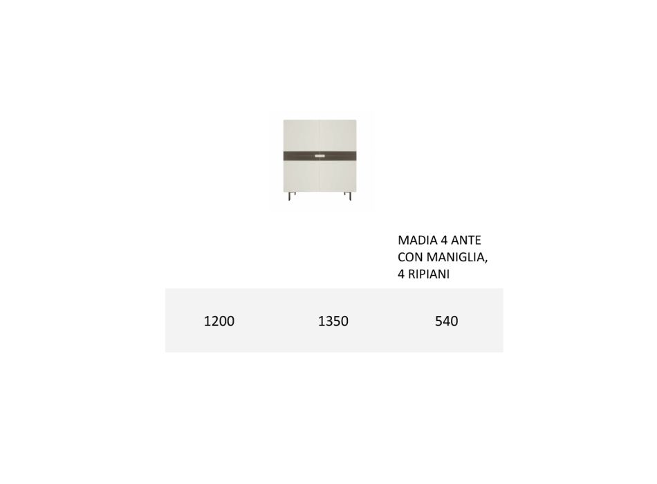 Wohnzimmer-Sideboard aus MDF und 4-Bein-Stütze Made in Italy - Teresina Viadurini