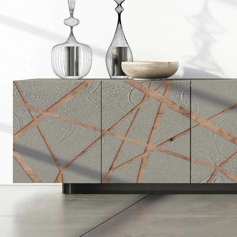 Wohnzimmer-Sideboard aus lackiertem MDF mit Flachrelief Made in Italy - Kerry Viadurini