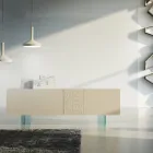 Wohnzimmer-Sideboard aus matt lackiertem MDF und Glas Made in Italy - Ninetta Viadurini