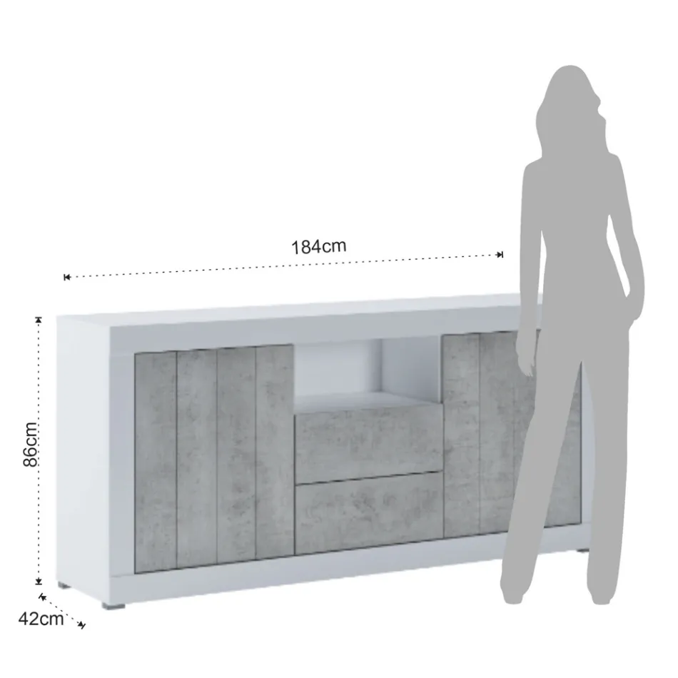 Wohnzimmer-Sideboard aus Melamin mit 2 Türen und 2 Schubladen – Samario Viadurini