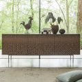 Metallic-Moka-lackiertes Wohnzimmer-Sideboard mit 3D-Dekoration, hergestellt in Italien – Ahorn