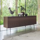 Metallic-Moka-lackiertes Wohnzimmer-Sideboard mit 3D-Dekoration, hergestellt in Italien – Ahorn Viadurini