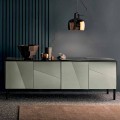 Wohnzimmer-Sideboard aus mattschwarzem Holz und Glas, Luxus Made in Italy - Senese