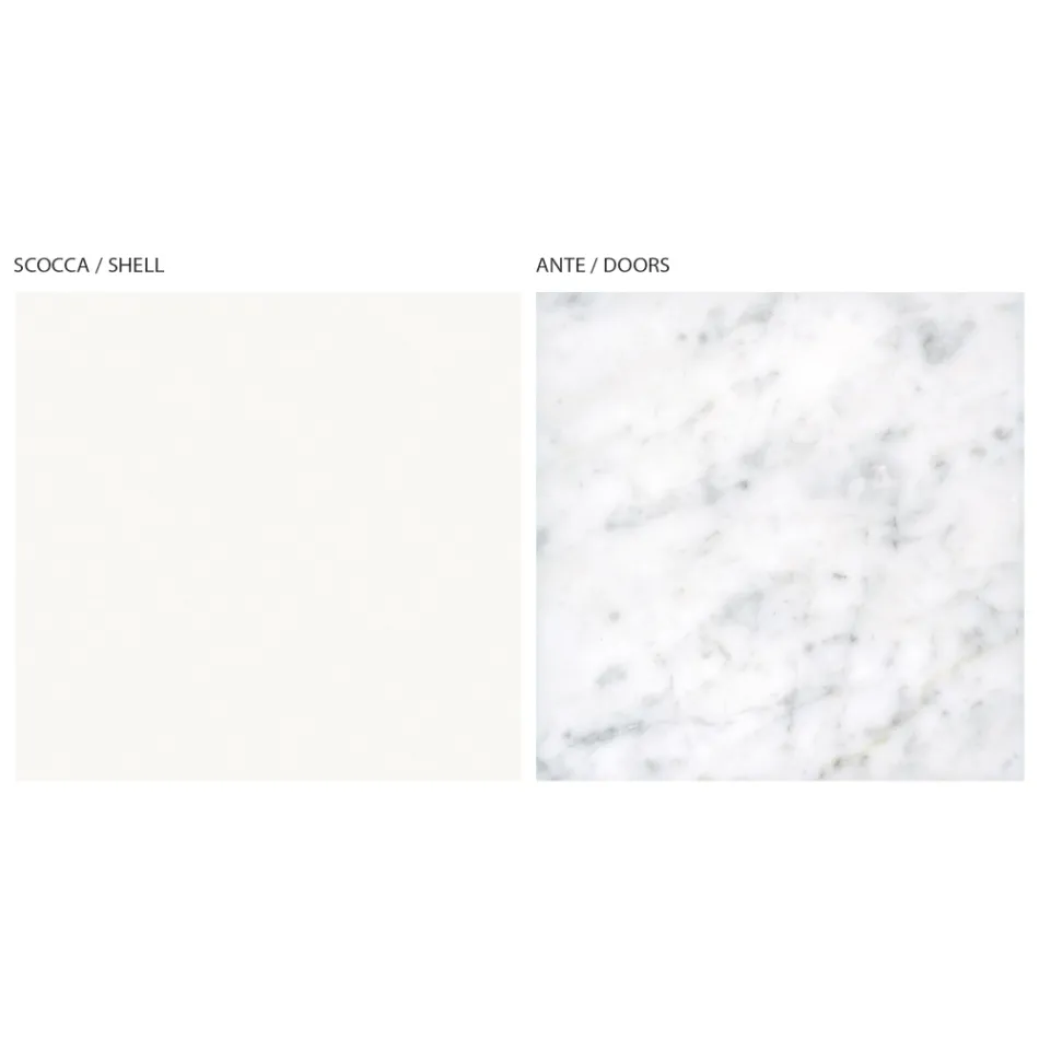 Wohnzimmer-Sideboard mit 3 Türen in Carrara-Marmor-Finish, hergestellt in Italien – Finn Viadurini