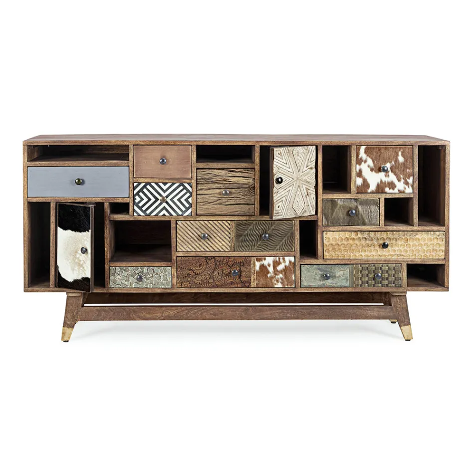 Ethnisches Sideboard aus recyceltem Mangoholz und Akazie Homemotion - Auriel Viadurini