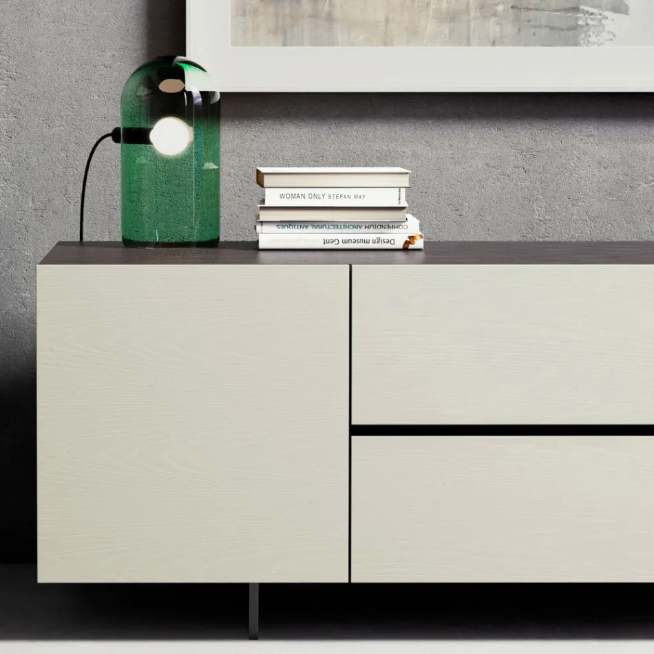 Furniertes Sideboard mit Methacrylat-Beinen, hergestellt in Italien – Frank Viadurini