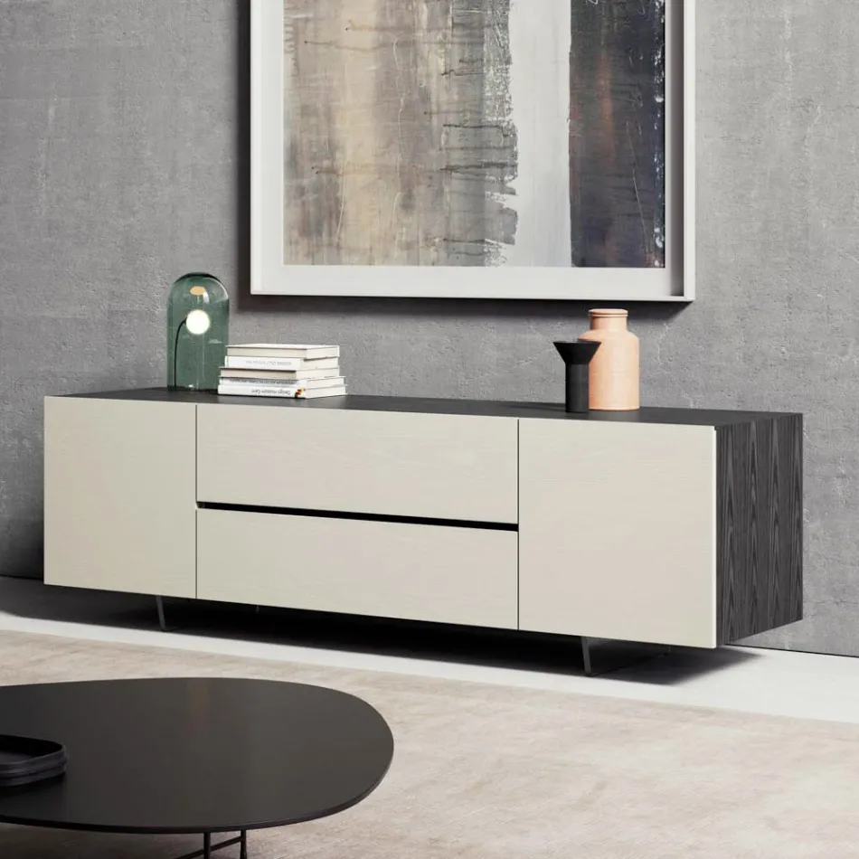 Furniertes Sideboard mit Methacrylat-Beinen, hergestellt in Italien – Frank Viadurini