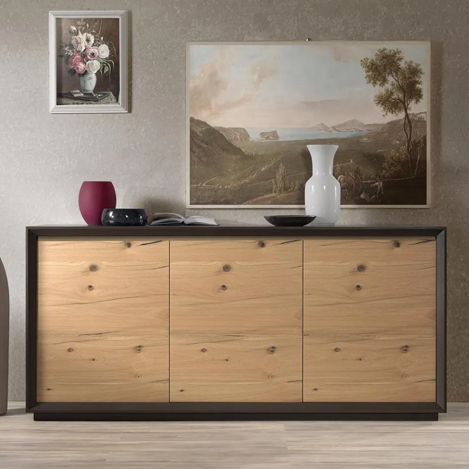 Sideboard furniert auf Pappelspanplatte, hergestellt in Italien – Latona Viadurini