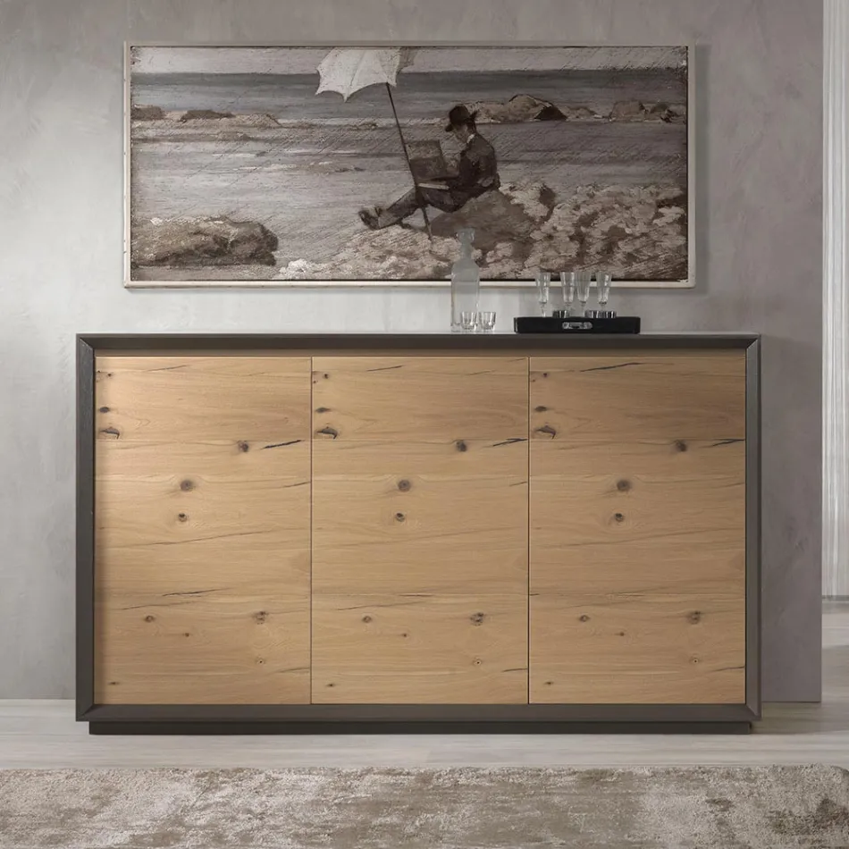 Sideboard furniert auf Pappelspanplatte, hergestellt in Italien – Latona Viadurini