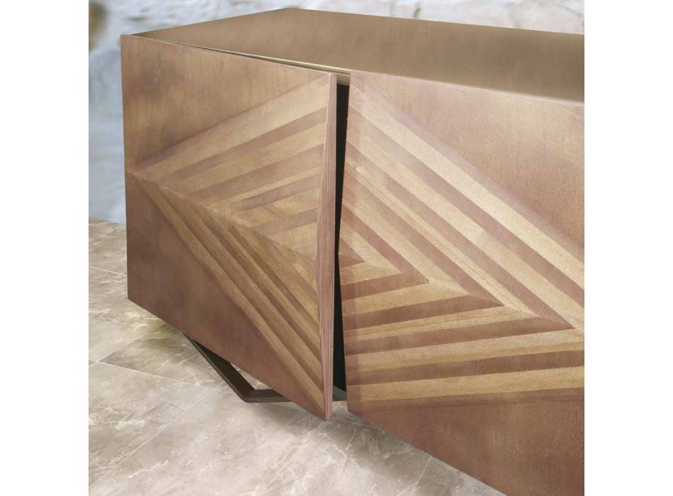 2- oder 4-türiges Sideboard aus Holz mit Kristallregalen Made in Italy - Gardena Viadurini