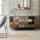 Sideboard aus Mangoholz 2 Türen 4 Schubladen Ethnischer Stil Homemotion - Aurier Viadurini