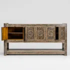 Sideboard aus Kiefernholz mit Antik-Waschung und 6 Türen - Airasca Viadurini