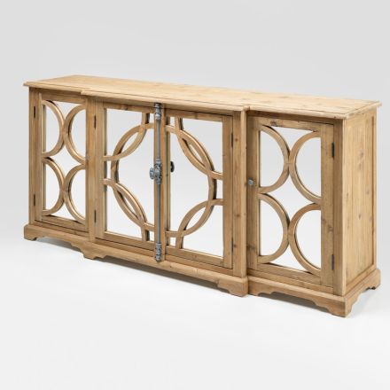 Sideboard aus gealterter, naturbelassener Kiefer mit Spiegeltüren - Agnone Viadurini