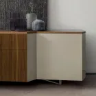 Sideboard aus Mdf mit 2 Türen und 2 hervorstehenden Schubladen schräge Seiten - Caspiter Viadurini