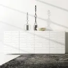 Sideboard aus matt weiß lackiertem MDF mit verzierten Türen Made in Italy - Chicago Viadurini