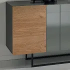 Sideboard aus Melamin mit 3 Eichentüren und Spiegel, hergestellt in Italien – Romina Viadurini