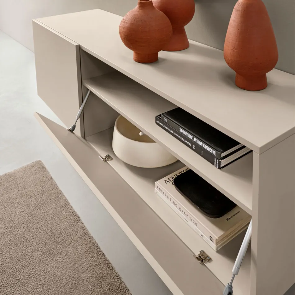 Miral Hänge-Sideboard aus Melamin in zwei Farben, hergestellt in Italien Viadurini