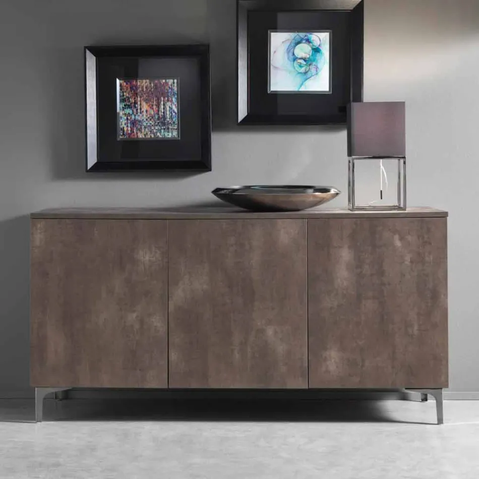 Modernes Sideboard mit drei Türen aus Bronze oder grauem Melamin Made in Italy - Clemente Viadurini