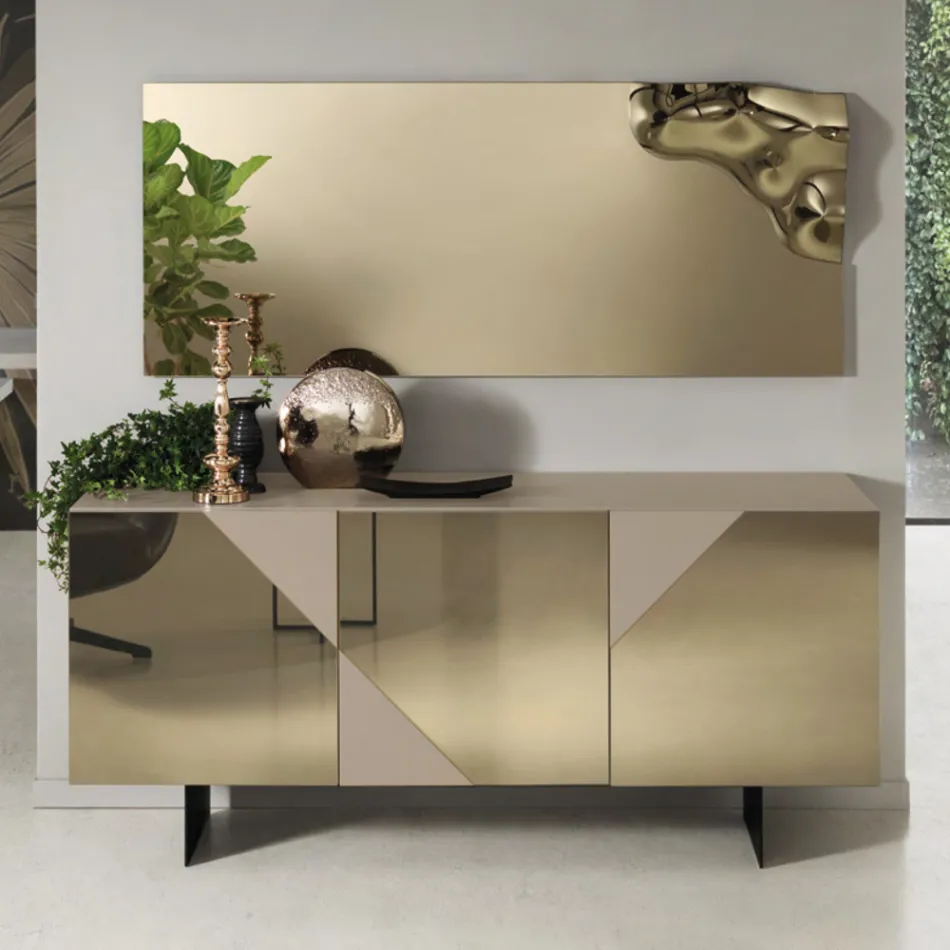 Modernes Sideboard mit verspiegelten MDF-Türen Made in Italy - Morgana Viadurini