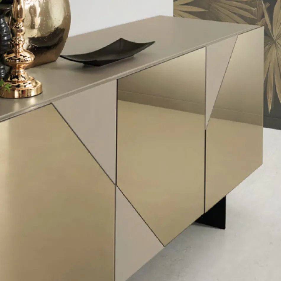 Modernes Sideboard mit verspiegelten MDF-Türen Made in Italy - Morgana Viadurini