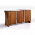 Holz Sideboard mit Marmor Effekt Gres Top, Hochwertige Made in Italy - Wonka