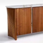 Modernes Holz Sideboard mit Platte und Tür aus Marmor Gres Made in Italy - Wonka Viadurini