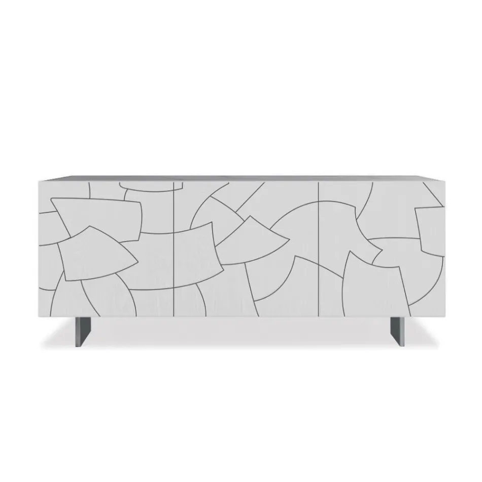 Modernes Sideboard aus furniertem Eschenholz, hergestellt in Italien – Galassia Viadurini
