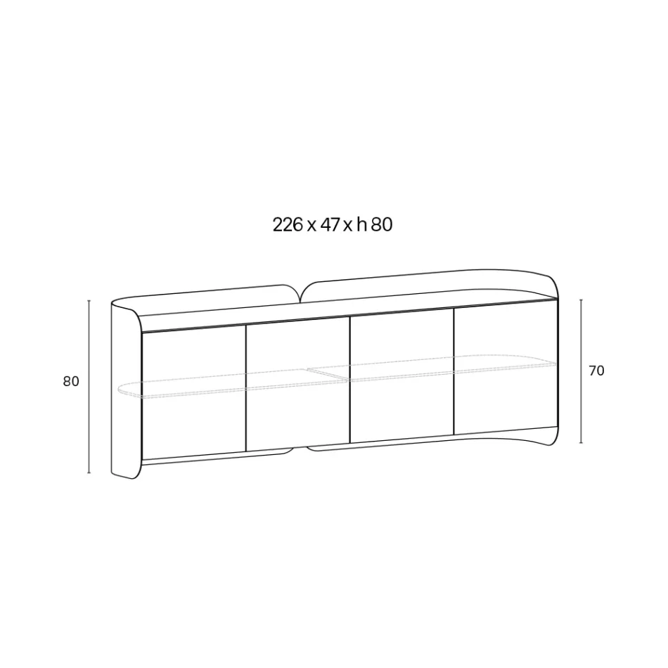 Modernes Sideboard aus Holz und gebogenem Metall, hergestellt in Italien - Rugiada Viadurini
