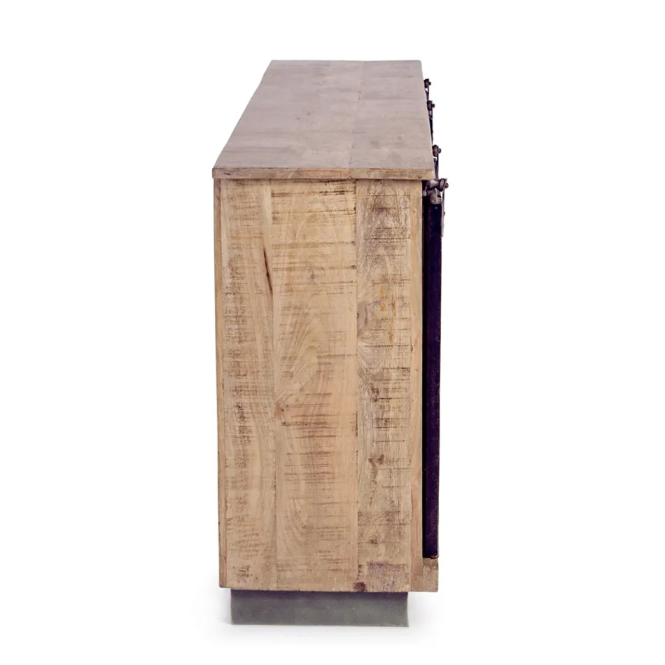 Wohnzimmer-Sideboard aus Mangoholz und Stahl mit 2 Türen und 3 Schubladen - Sinfony Viadurini